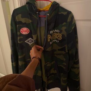 Rare nautica patched zip up hoodie
